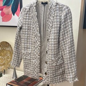 Ann Taylor Tweed Blazer - Cream and Gray